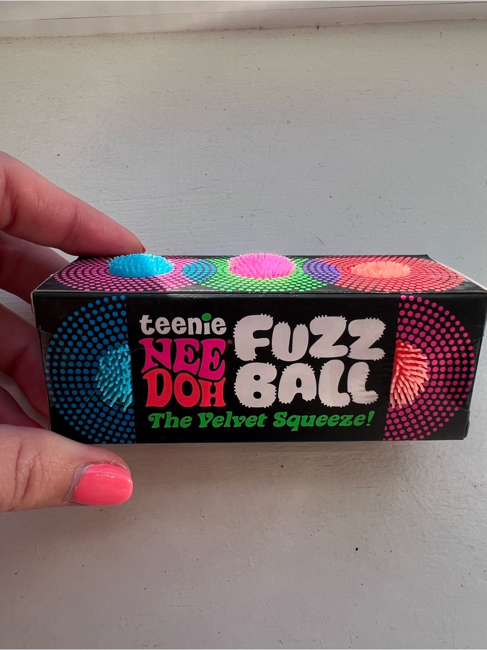 RARE- Teenie NeeDoh Fuzz Ball Squishies (Set of 3)- Multi (Blue, Pink, Orange)